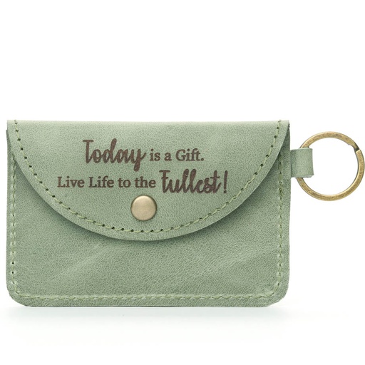 Inspirational Leather Card Holder Keyring | mint green